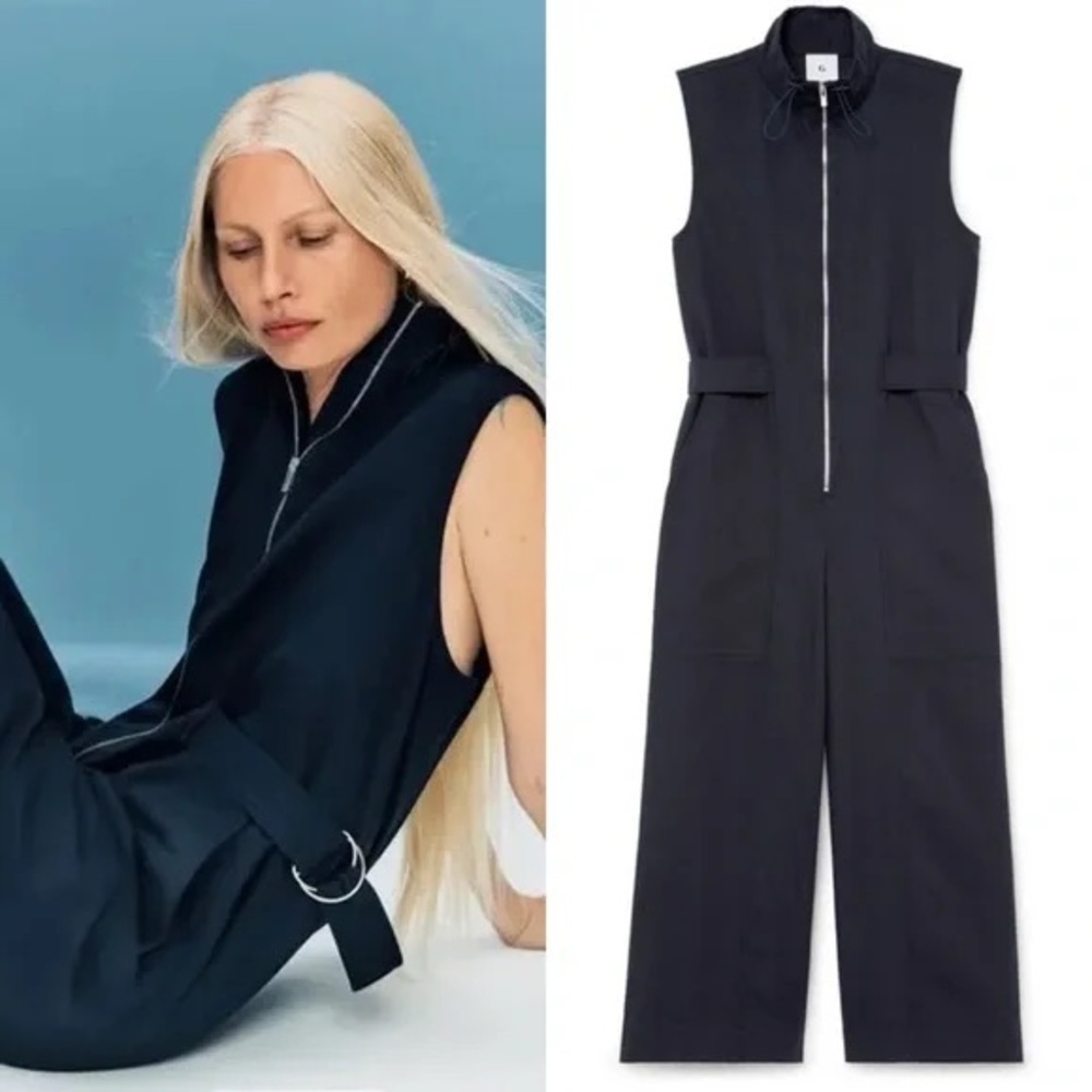 G. LABEL BY GOOP Birdie Sleeveless Parachute Jumpsuit Navy Sz 2
